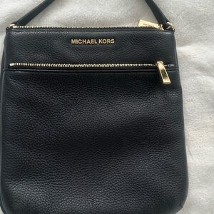 Michael Kors Black Crossbody Pebbled Leather Bag with Gold Accents